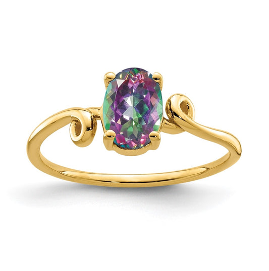 14K Yellow Gold Polished Mystic Fire Topaz Ring