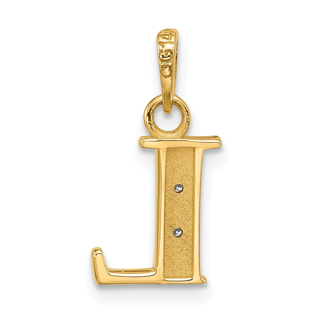 14k Yellow Gold and Rhodium Diamond Letter L Initial Pendant