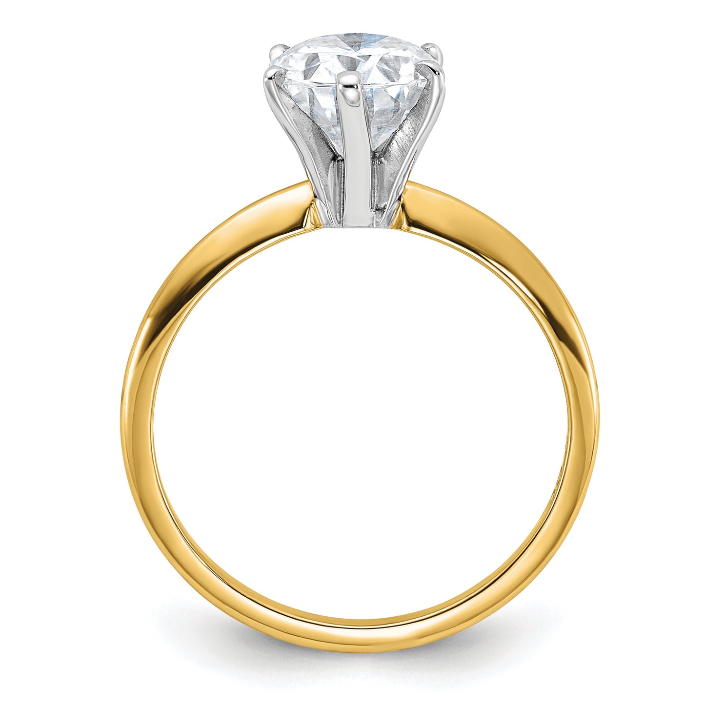 14K Yellow Gold 2ct. D E F Pure Light Oval Moissanite Solitaire Ring, Size 6