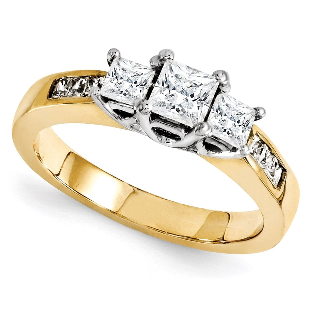 14k Two Tone 3.5mm Diamond Complete Engagement Ring