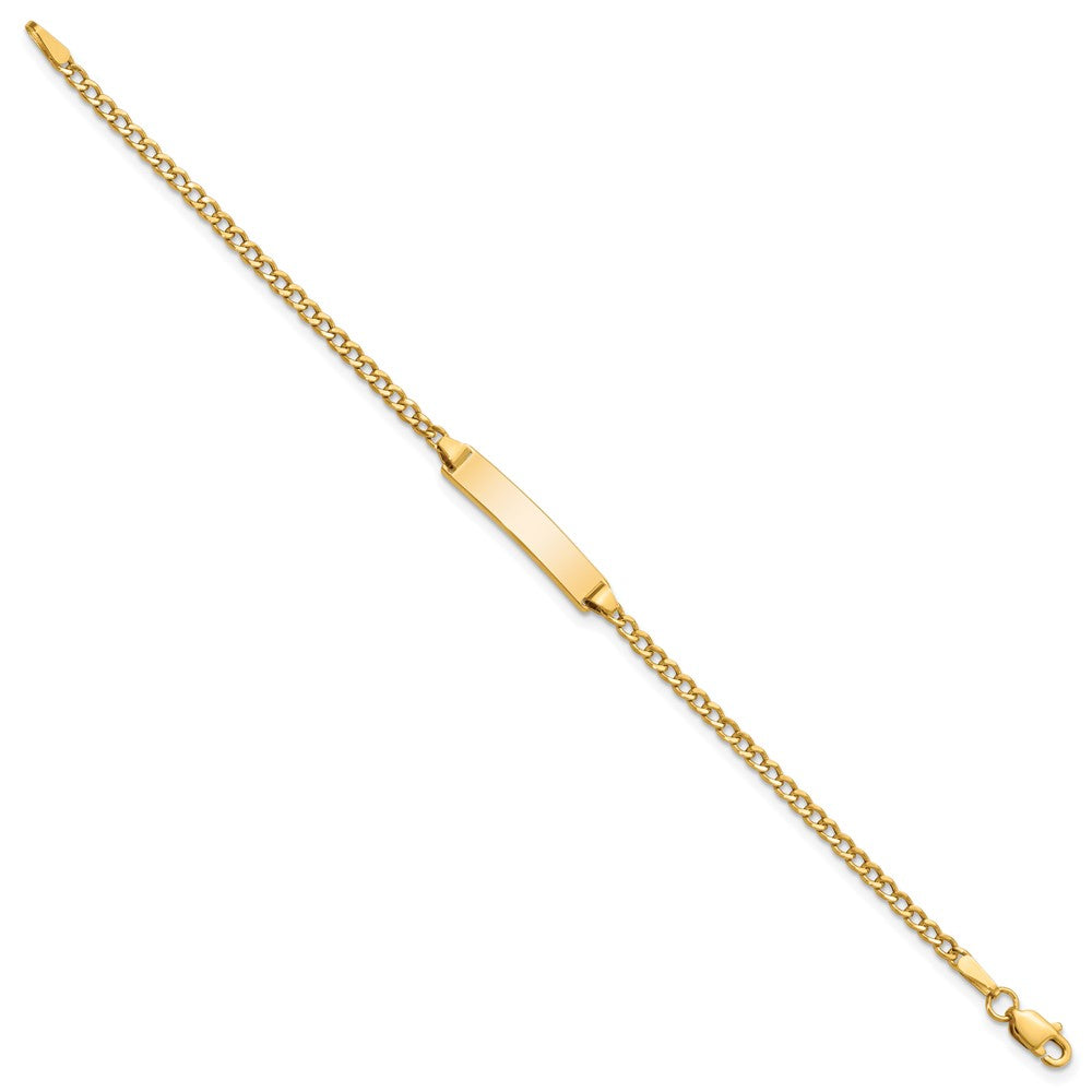 Engravable 10K Yellow Gold Curb Link ID Bracelet Length 5.5 inches Width 4.17 mm With Lobster Claw Clasp