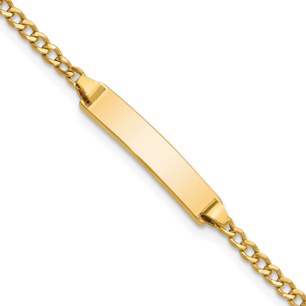 Engravable 10K Yellow Gold Curb Link ID Bracelet Length 5.5 inches Width 4.17 mm With Lobster Claw Clasp