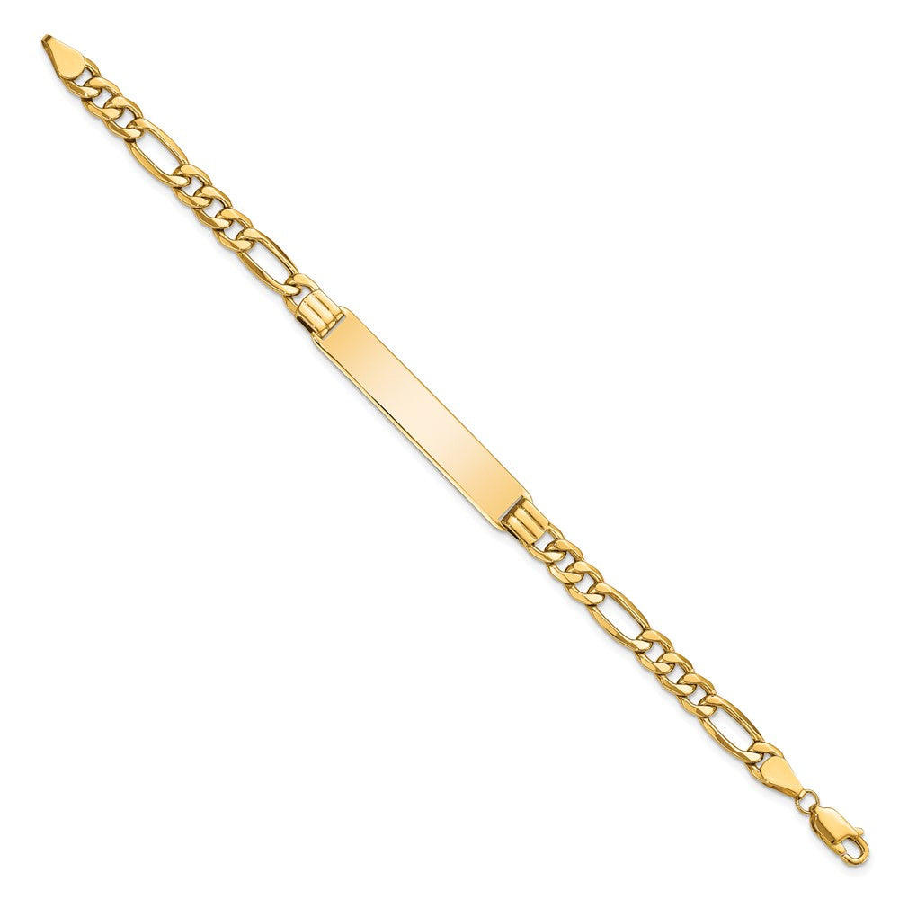 Engravable 10K Yellow Gold Figaro Link ID Bracelet Length 8 inches Width 8.31 mm With Lobster Claw Clasp