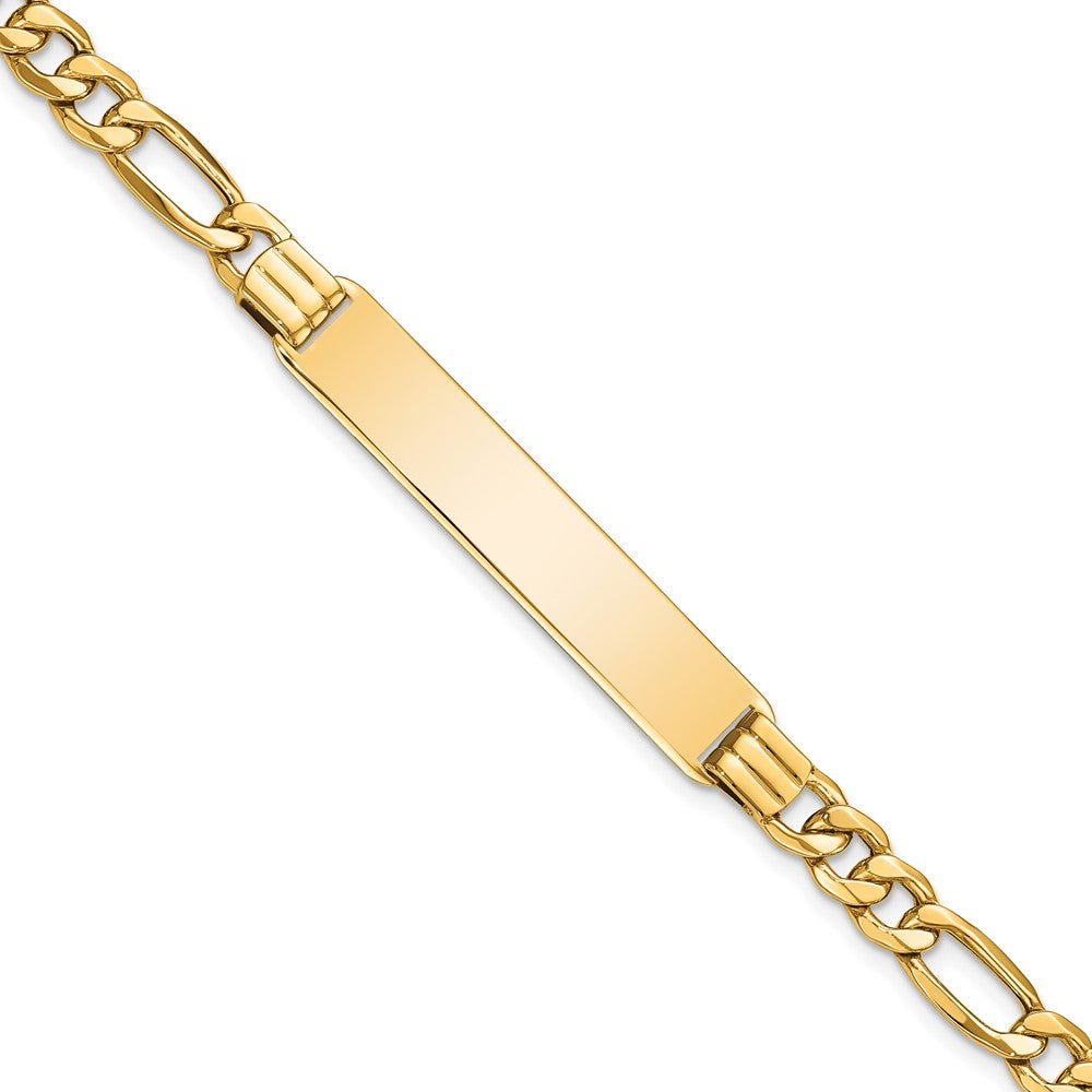 Engravable 10K Yellow Gold Figaro Link ID Bracelet Length 8 inches Width 8.31 mm With Lobster Claw Clasp