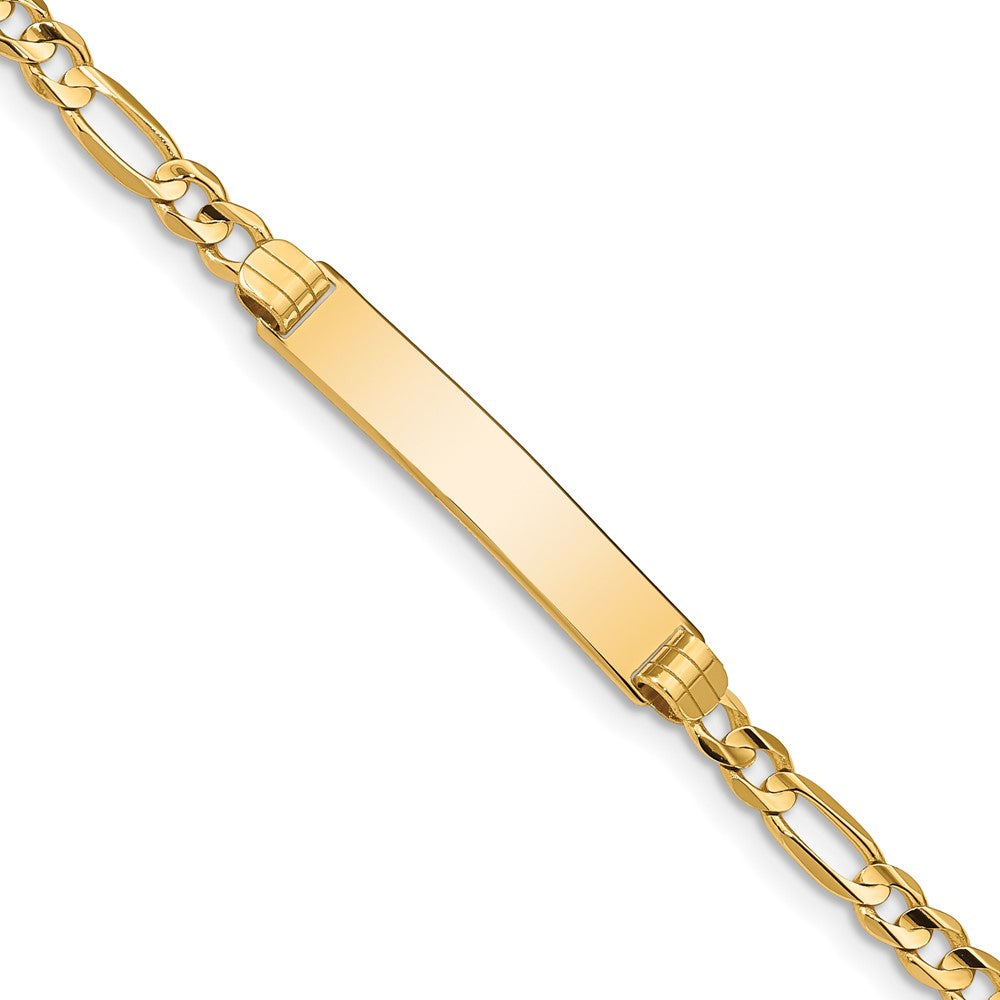 Engravable 10K Yellow Gold Figaro Link ID Bracelet Length 8 inches Width 5.37 mm With Lobster Claw Clasp