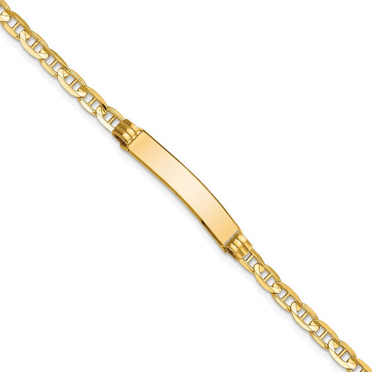 Engravable 10K Yellow Gold Anchor Link ID Bracelet Length 7 inches Width 5.1 mm With Lobster Claw Clasp