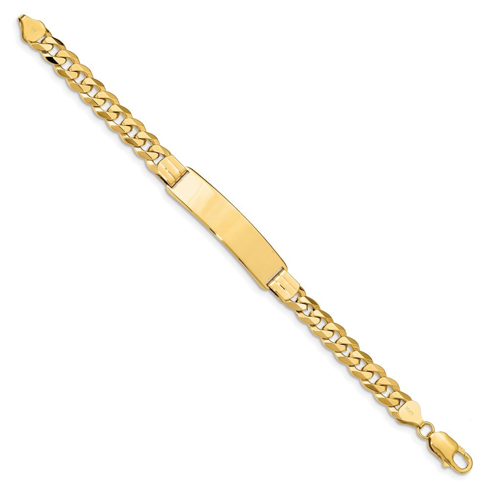 Engravable 10K Yellow Gold Flat Curb Link ID Bracelet Length 7 inches Width 10.16 mm With Lobster Claw Clasp