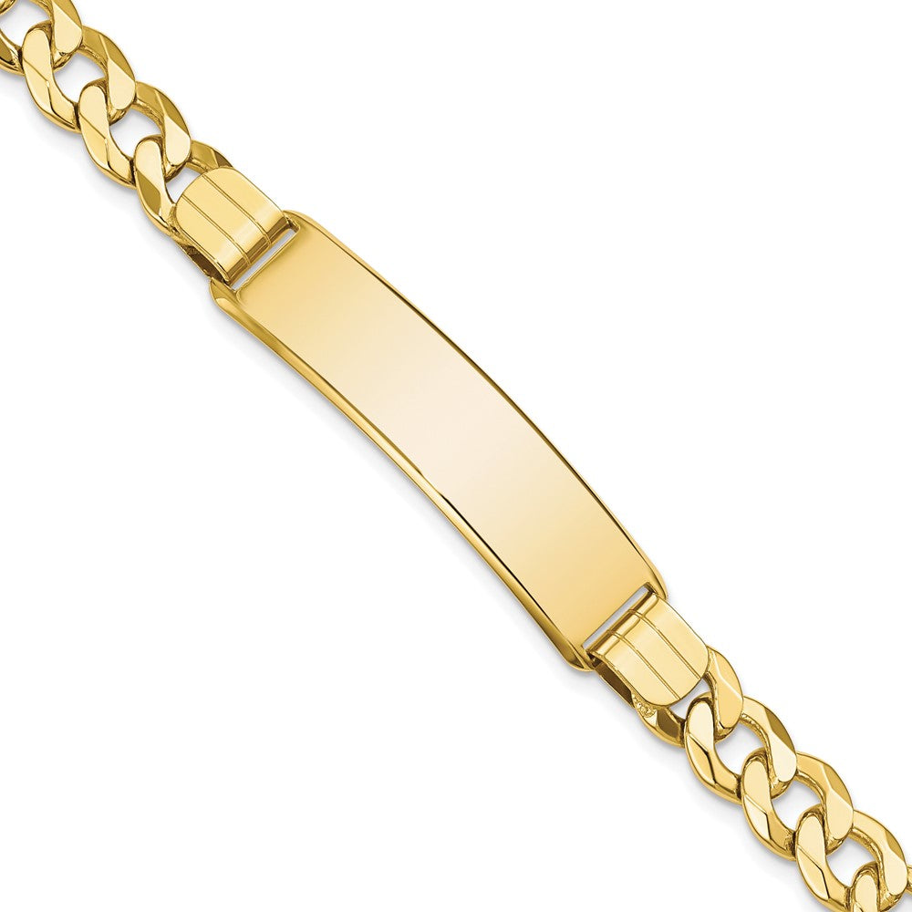 Engravable 10K Yellow Gold Flat Curb Link ID Bracelet Length 7 inches Width 10.16 mm With Lobster Claw Clasp