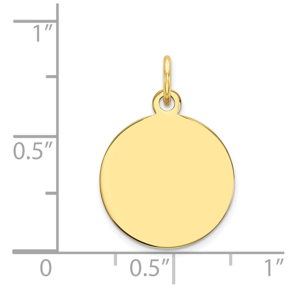 10K Yellow Gold Plain .018 Gauge Circular Disc Engravable Charm Pendant Jewelry Gifts (Length 0.74" Width 0.47")