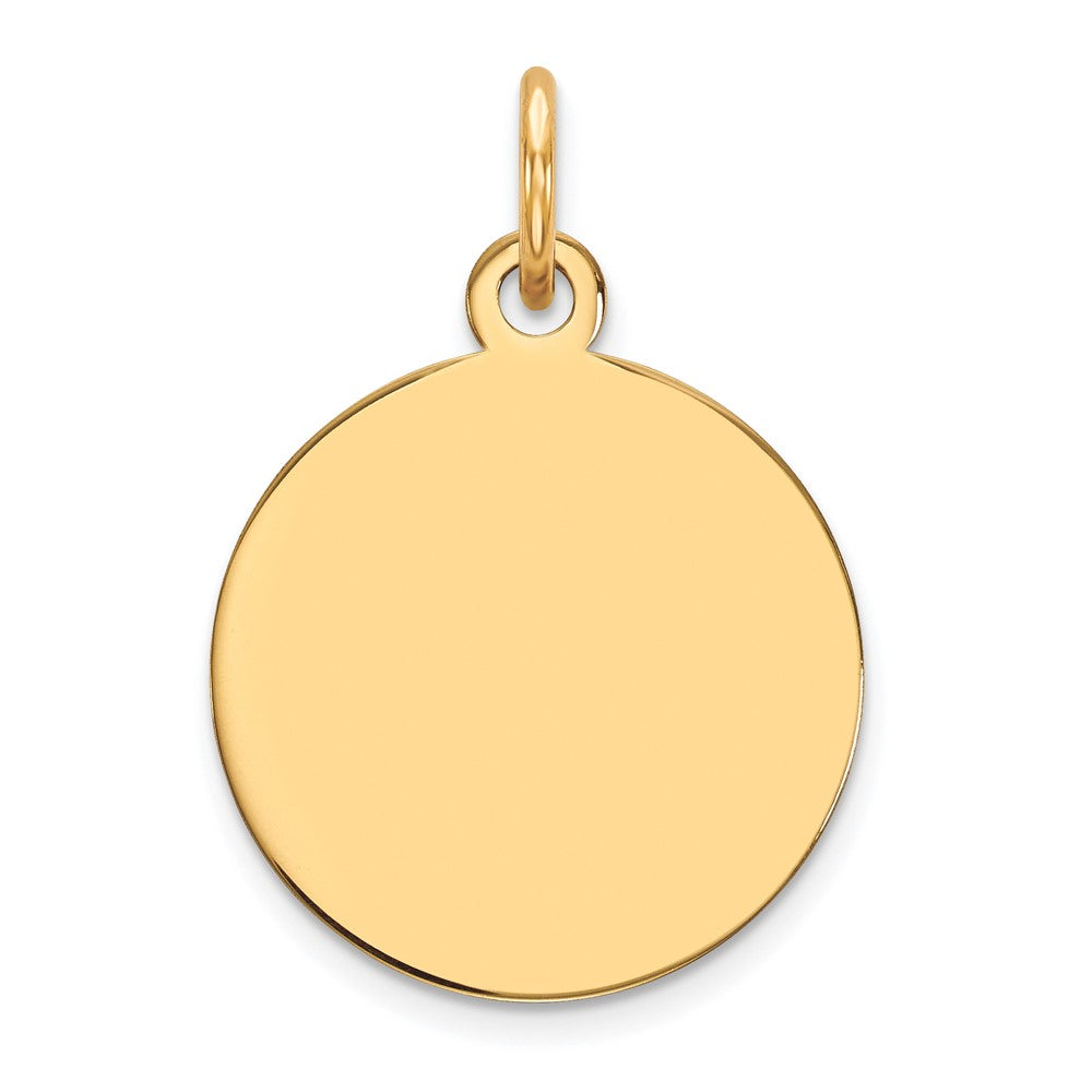 10K Yellow Gold Plain .018 Gauge Circular Disc Engravable Charm Pendant Jewelry Gifts (Length 0.74" Width 0.47")