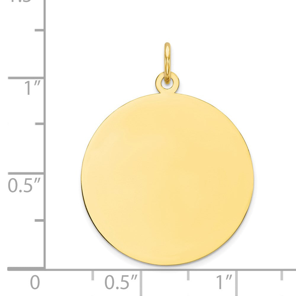 10K Yellow Gold Plain .018 Gauge Circular Disc Engravable Charm Pendant Jewelry Gifts (Length 1.13" Width 0.86")