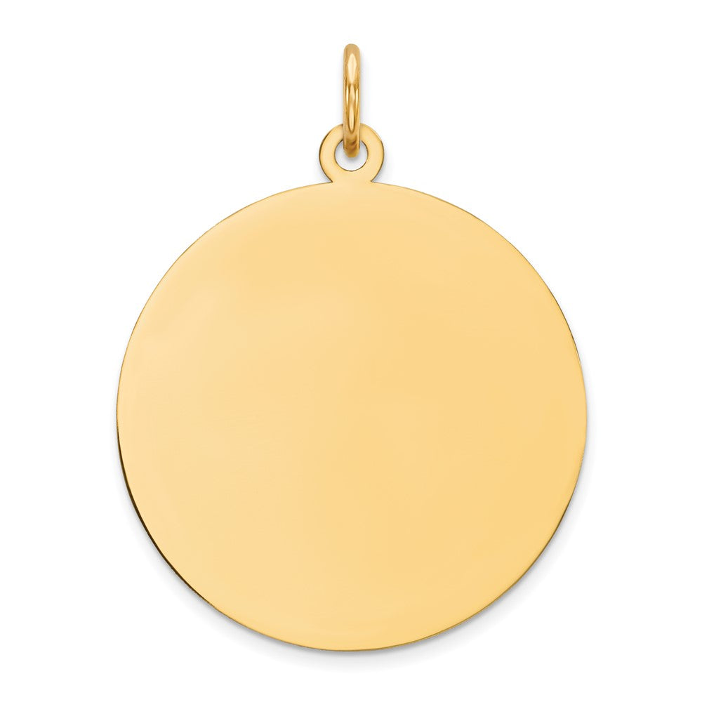 10K Yellow Gold Plain .018 Gauge Circular Disc Engravable Charm Pendant Jewelry Gifts (Length 1.13" Width 0.86")