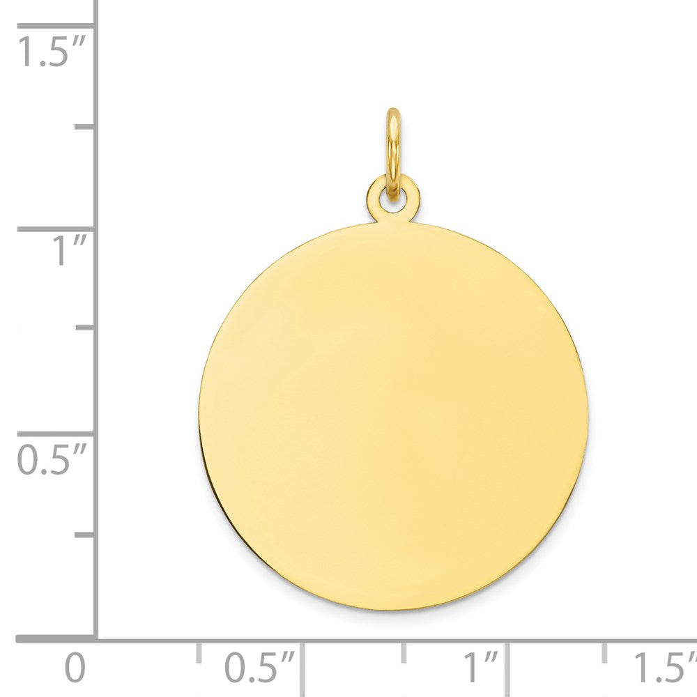 10K Yellow Gold Plain .013 Gauge Circular Disc Engravable Charm Pendant Jewelry Gifts (Length 1.09" Width 0.94")