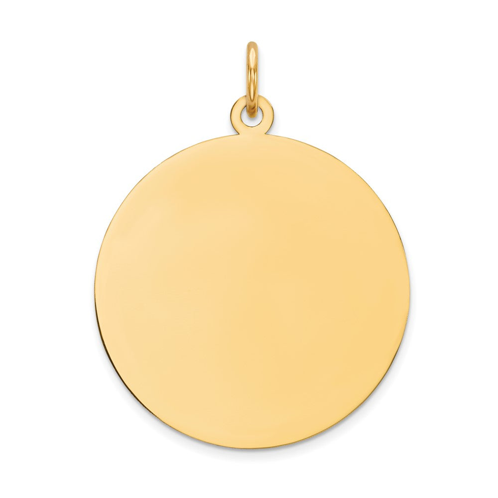 10K Yellow Gold Plain .013 Gauge Circular Disc Engravable Charm Pendant Jewelry Gifts (Length 1.09" Width 0.94")