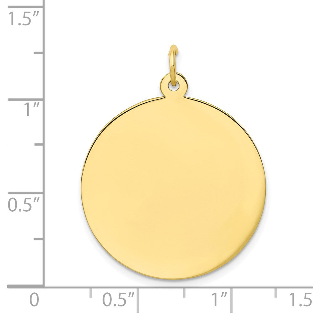 10K Yellow Gold Plain .018 Gauge Circular Disc Engravable Charm Pendant Jewelry Gifts (Length 1.13" Width 0.98")