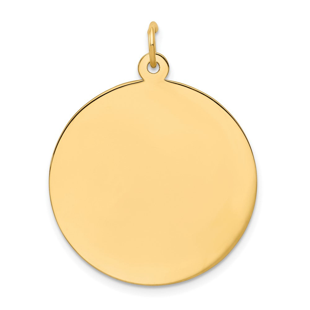 10K Yellow Gold Plain .018 Gauge Circular Disc Engravable Charm Pendant Jewelry Gifts (Length 1.13" Width 0.98")