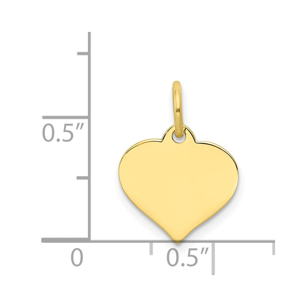 10K Yellow Gold .018 Gauge Heart Disc Engravable Charm Pendant Jewelry Gifts (Length 0.66" Width 0.47")