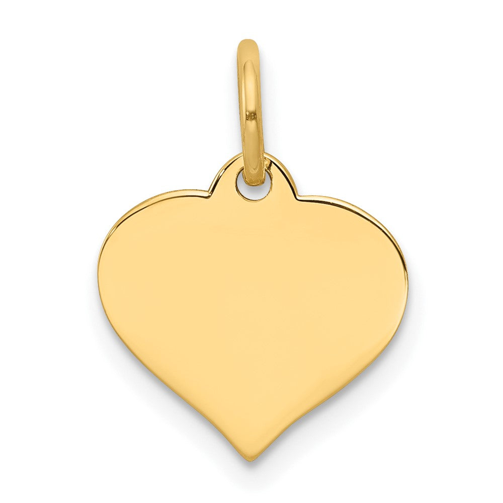 10K Yellow Gold .018 Gauge Heart Disc Engravable Charm Pendant Jewelry Gifts (Length 0.66" Width 0.47")