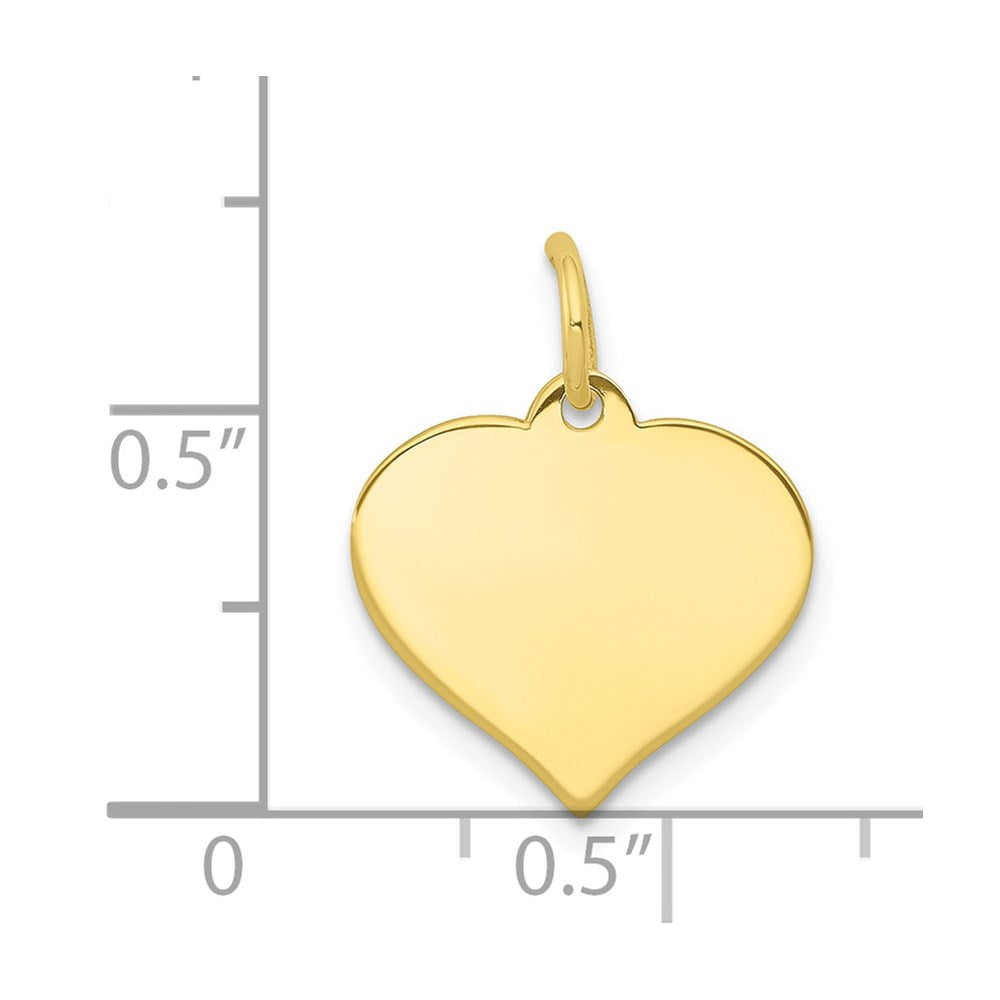 10K Yellow Gold .018 Gauge Heart Disc Engravable Charm Pendant Jewelry Gifts (Length 0.7" Width 0.55")