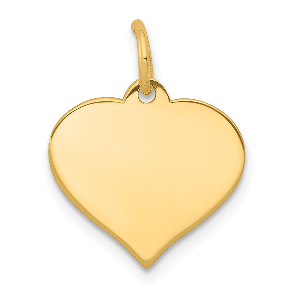 10K Yellow Gold .013 Gauge Heart Disc Engravable Charm Pendant Jewelry Gifts (Length 0.7" Width 0.55")