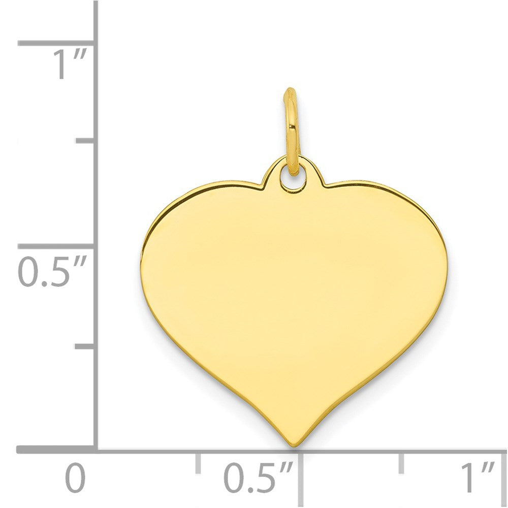 10K Yellow Gold .018 Gauge Heart Disc Engravable Charm Pendant Jewelry Gifts (Length 0.86" Width 0.7")