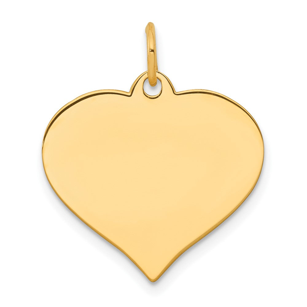 10K Yellow Gold .018 Gauge Heart Disc Engravable Charm Pendant Jewelry Gifts (Length 0.86" Width 0.7")