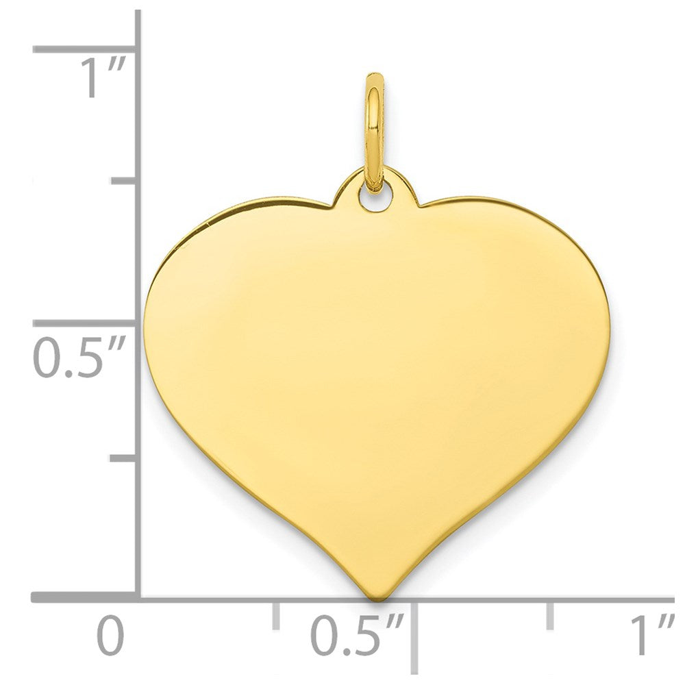 10K Yellow Gold .013 Gauge Heart Disc Engravable Charm Pendant Jewelry Gifts (Length 0.98" Width 0.82")