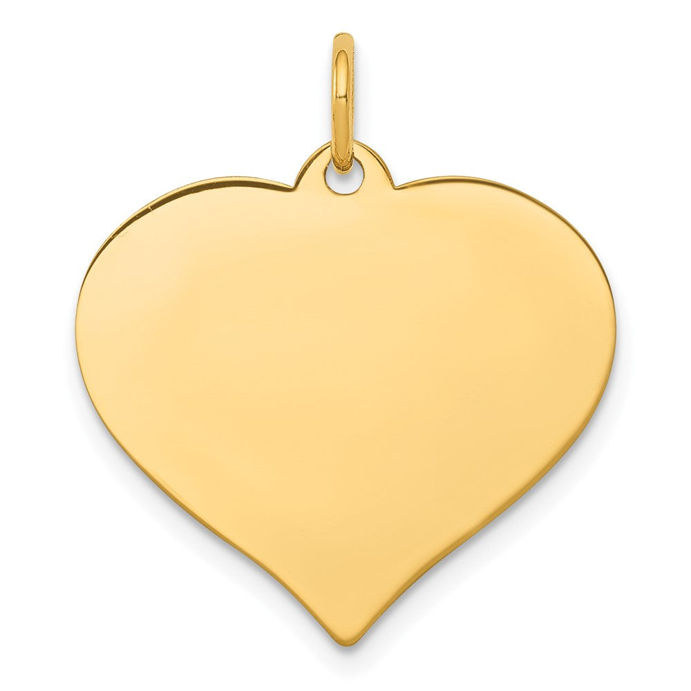 10K Yellow Gold .013 Gauge Heart Disc Engravable Charm Pendant Jewelry Gifts (Length 0.98" Width 0.82")