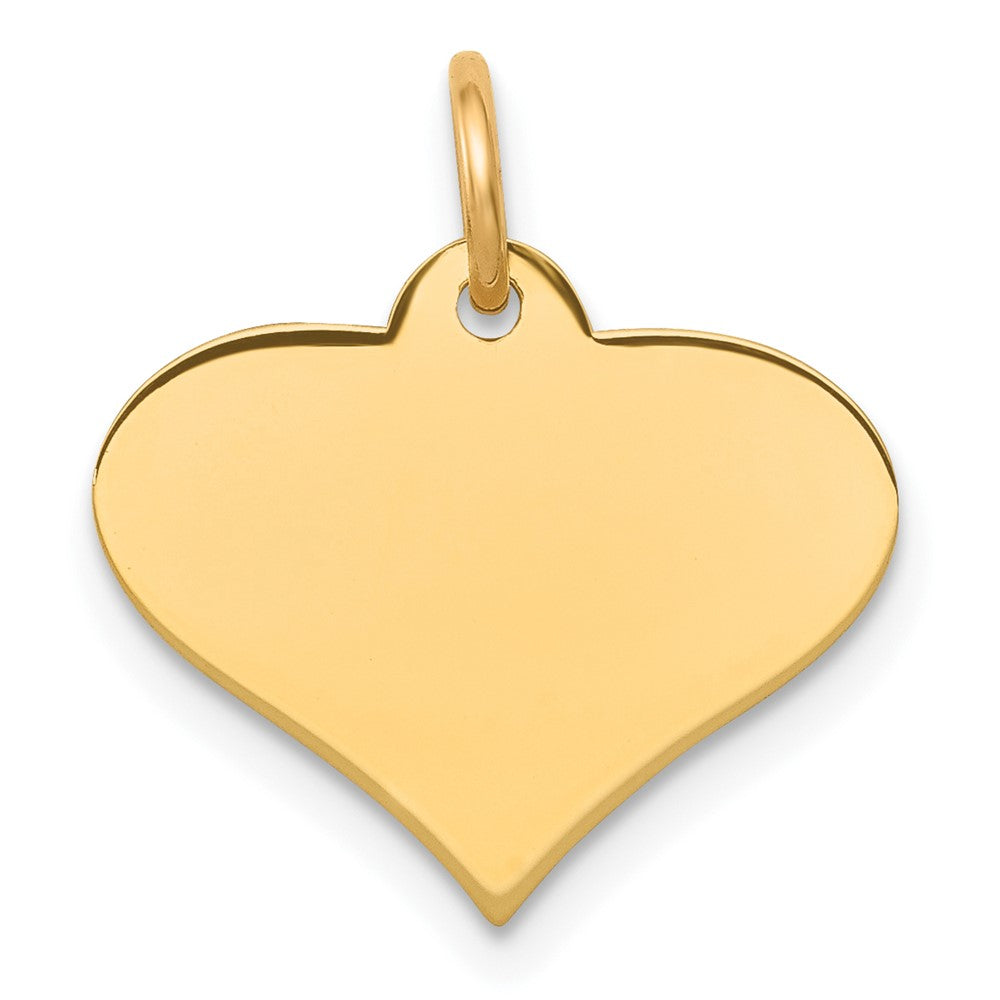 10K Yellow Gold Plain .013 Gauge Heart Disc Engravable Charm Pendant Jewelry Gifts