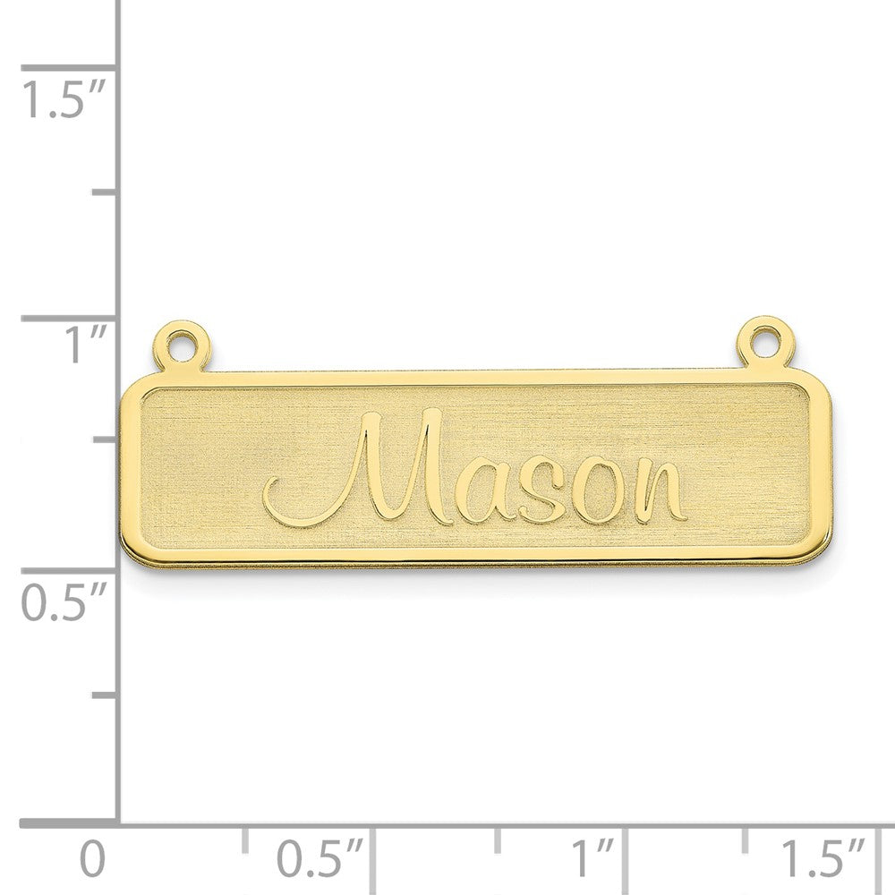 10K Yellow Gold Satin Name Plate Bar Engravable Charm Pendant Jewelry Gifts (Length 0.39" Width 1.4")