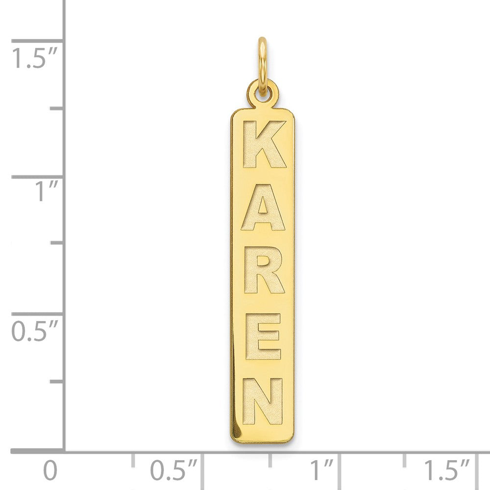 10K Yellow Gold Large Vertical Bar Engravable Charm Pendant Jewelry Gifts (Length 1.29" Width 0.23")