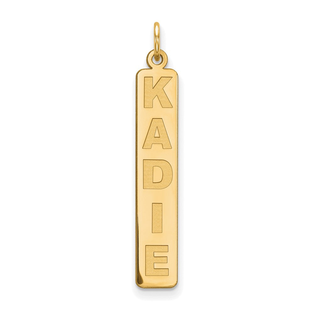 10K Yellow Gold Large Vertical Bar Engravable Charm Pendant Jewelry Gifts (Length 1.29" Width 0.23")