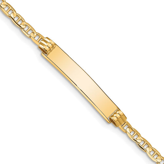 Polished Engravable 14K Yellow Gold Anchor ID Bracelet Length 7 inches Width 5 mm With Lobster Claw Clasp