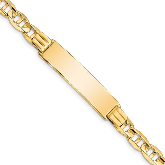 Polished Engravable 14K Yellow Gold Anchor ID Bracelet Length 8 inches Width 10 mm With Lobster Claw Clasp