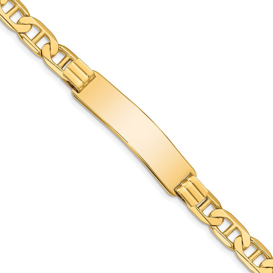 Polished Engravable 14K Yellow Gold Anchor Link ID Bracelet Length 8 inches Width 10 mm With Lobster Claw Clasp