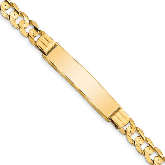 Polished Engravable 14K Yellow Gold Curb ID Bracelet Length 8 inches Width 8 mm With Lobster Claw Clasp