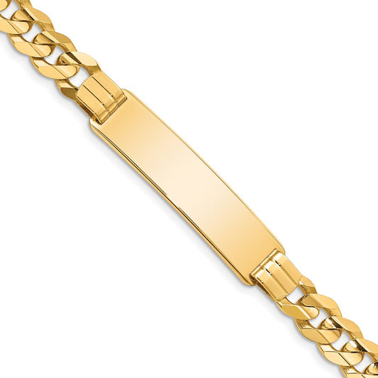 Polished Engravable 14K Yellow Gold Curb ID Bracelet Length 8 inches Width 8.5 mm With Lobster Claw Clasp