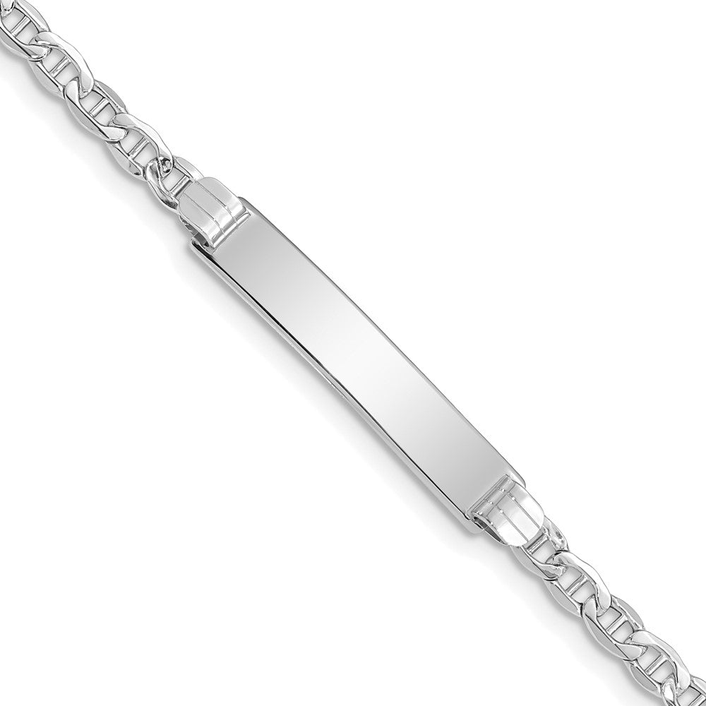 Engravable 14K White Gold Anchor Link ID Bracelet Length 8 inches Width 5 mm With Lobster Claw Clasp