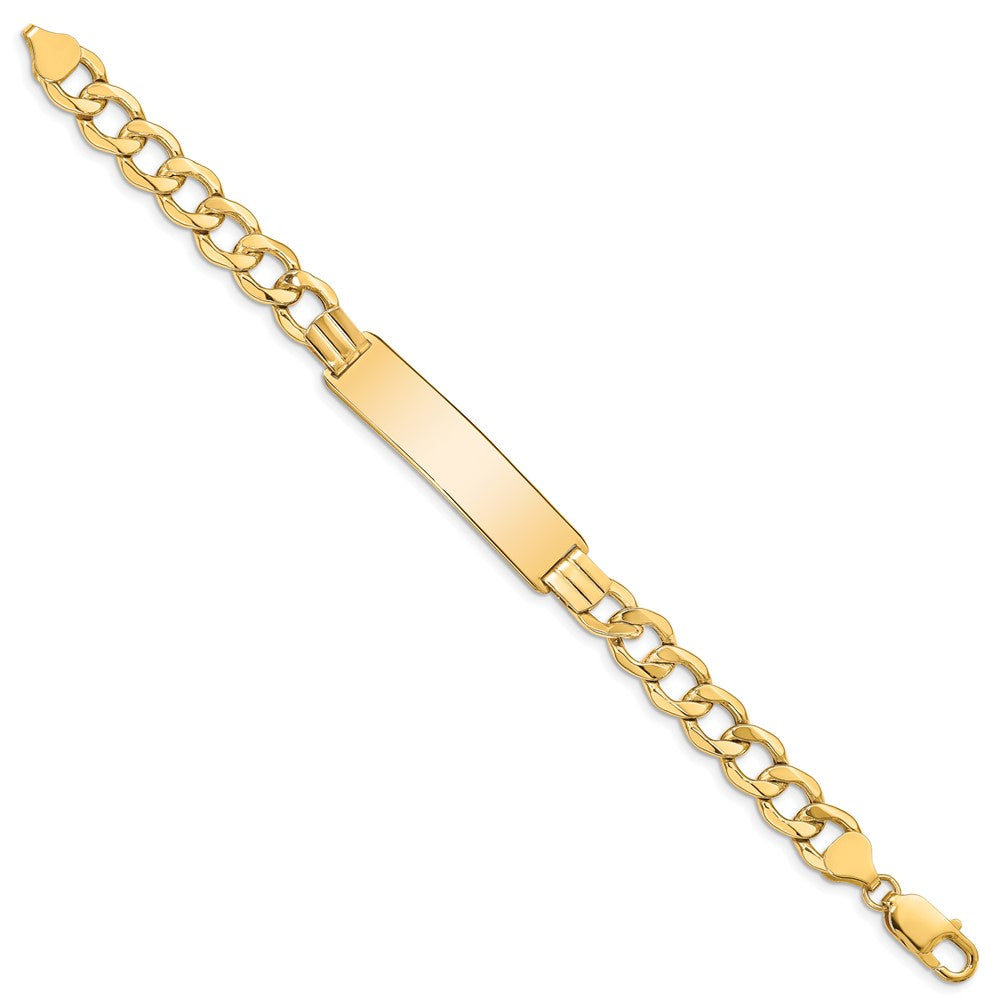 Engravable 14K Yellow Gold Curb Link 9 mm ID Bracelet Length 8 inches Width With Lobster Claw Clasp