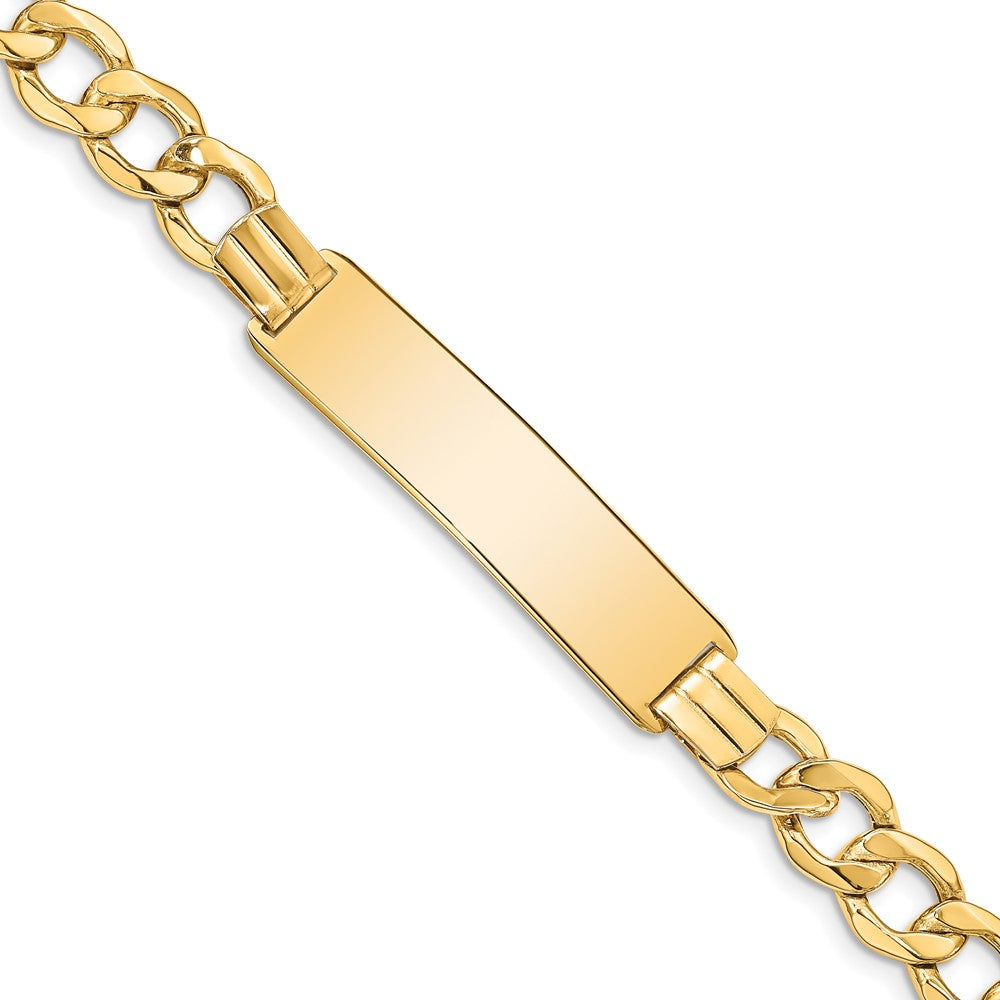 Engravable 14K Yellow Gold Curb Link 9 mm ID Bracelet Length 8 inches Width With Lobster Claw Clasp