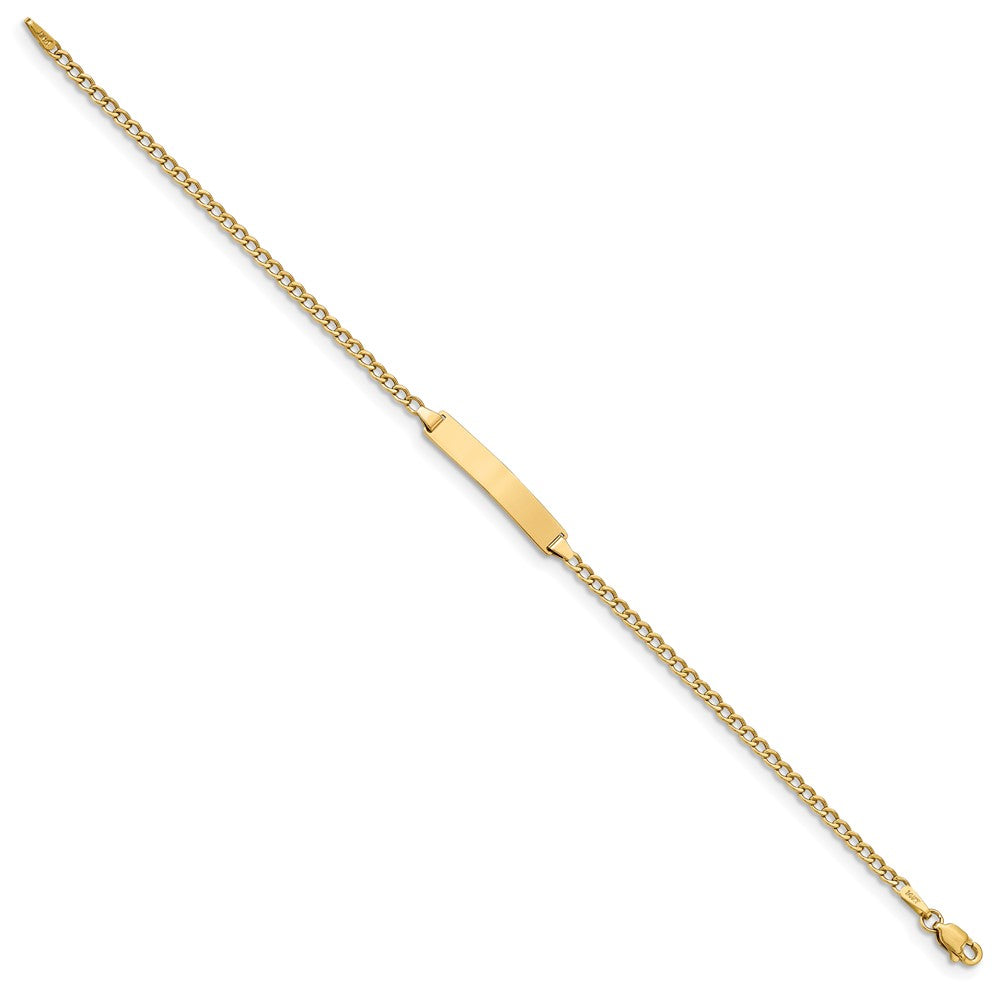 Engravable 14K Yellow Gold Polished Cuban ID Bracelet Length 7 inches Width 4.5 mm With Lobster Claw Clasp