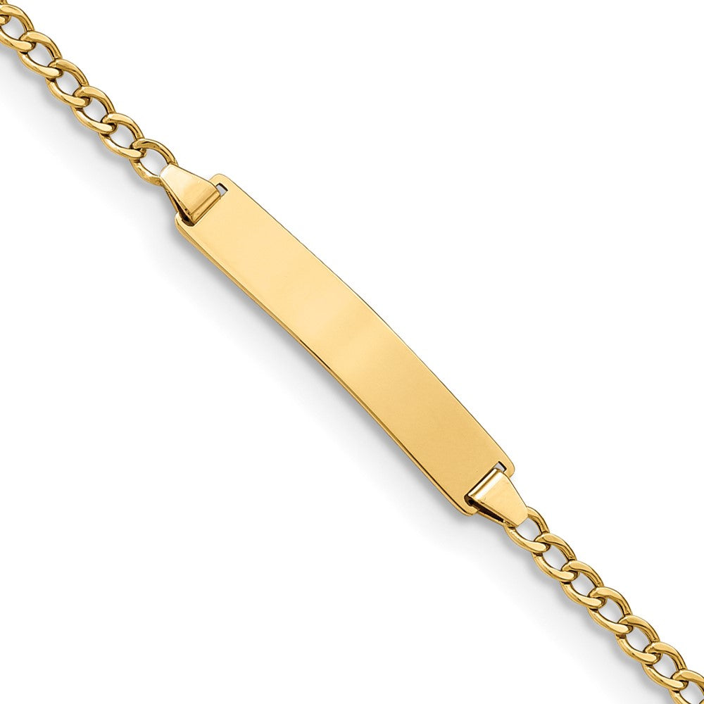 Engravable 14K Yellow Gold Polished Cuban ID Bracelet Length 7 inches Width 4.5 mm With Lobster Claw Clasp