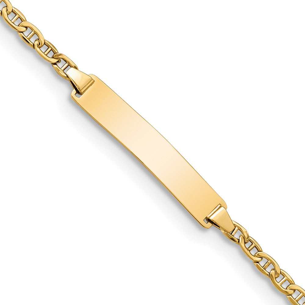 Engravable 14K Yellow Gold Polished Anchor Link ID Bracelet Length 7 inches Width 4.5 mm With Lobster Claw Clasp