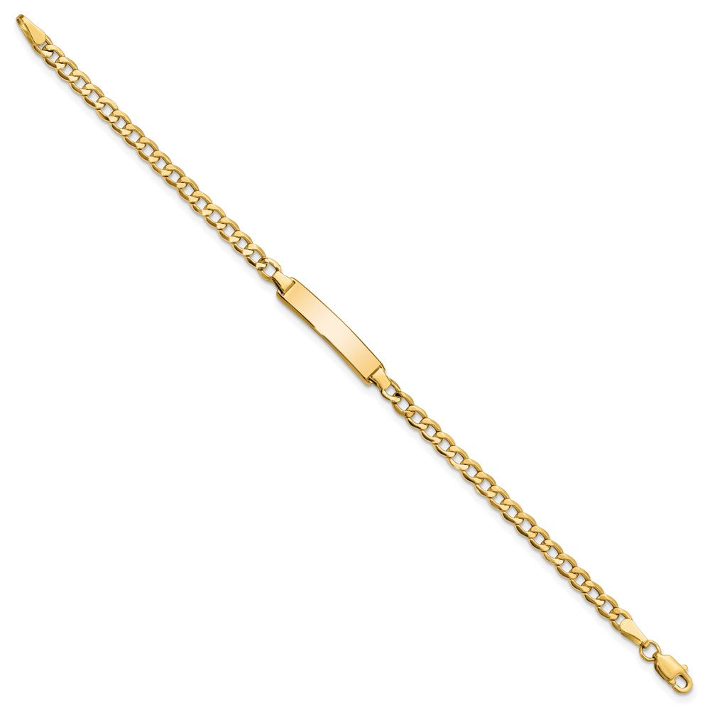 Engravable 14K Yellow Gold Cuban Link ID Bracelet Length 7 inches Width 4.5 mm With Lobster Claw Clasp