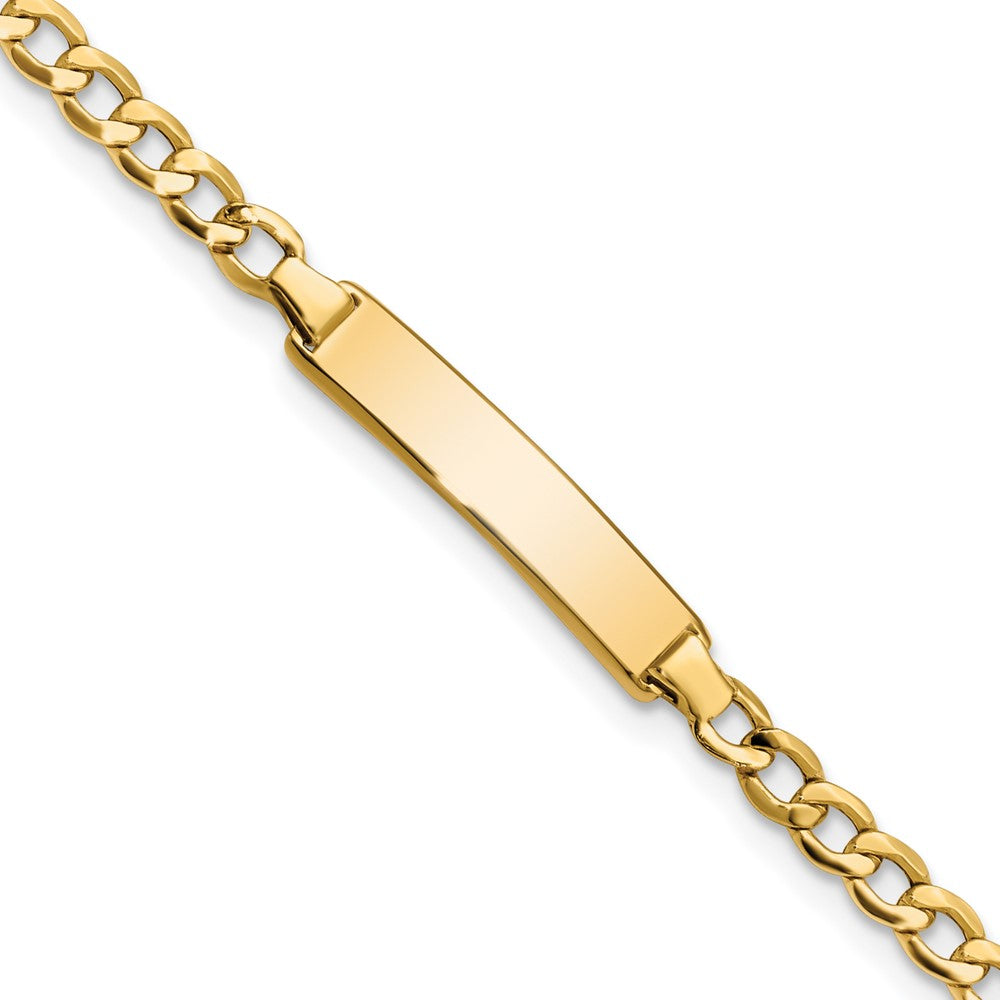 Engravable 14K Yellow Gold Cuban Link ID Bracelet Length 7 inches Width 4.5 mm With Lobster Claw Clasp