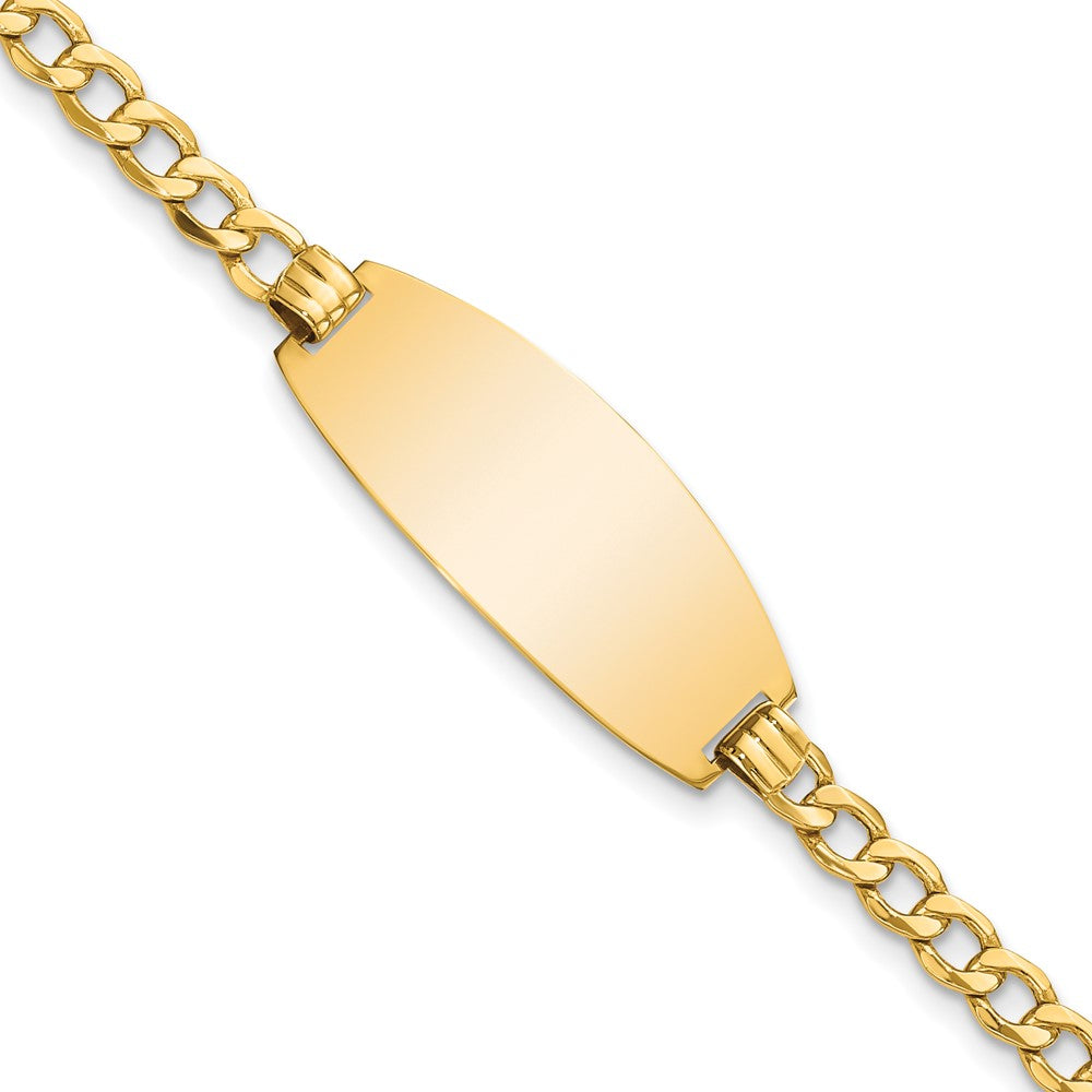 Engravable 14K Yellow Gold Oval Curb ID Bracelet Length 8 inches Width 11.5 mm With Lobster Claw Clasp