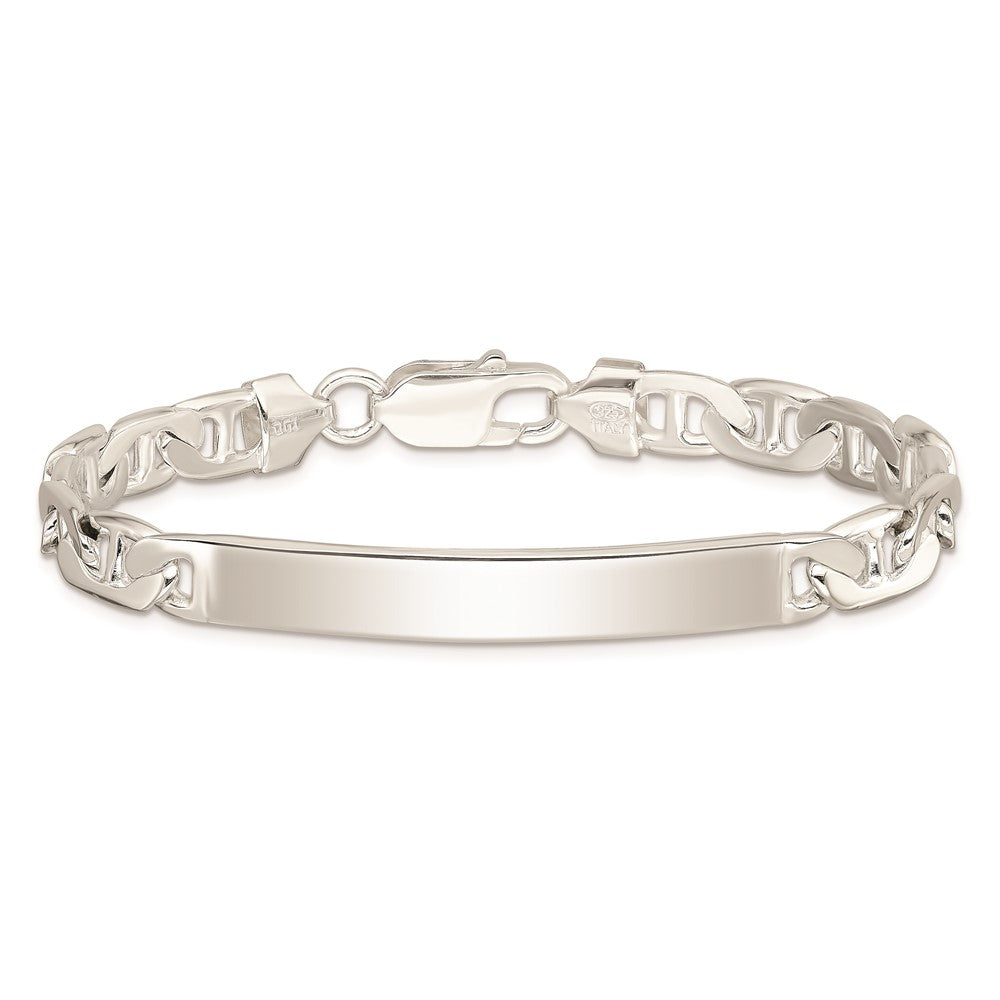 Engravable 925 Sterling Silver Anchor ID Bracelet Length 7 inches Width 7 mm With Lobster Claw Clasp