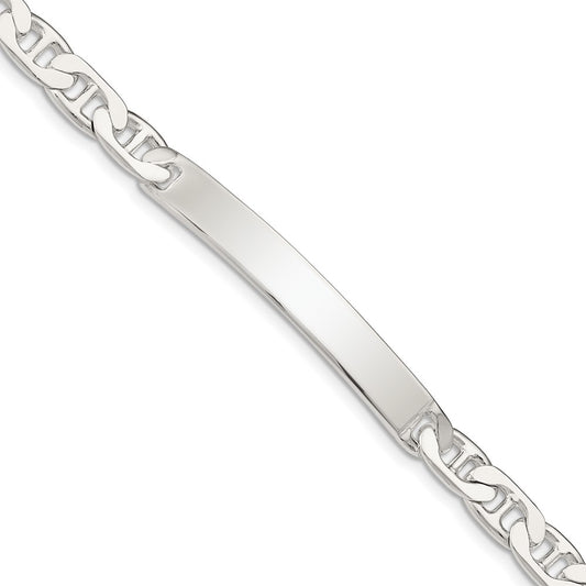 Engravable 925 Sterling Silver Anchor ID Bracelet Length 7 inches Width 7 mm With Lobster Claw Clasp