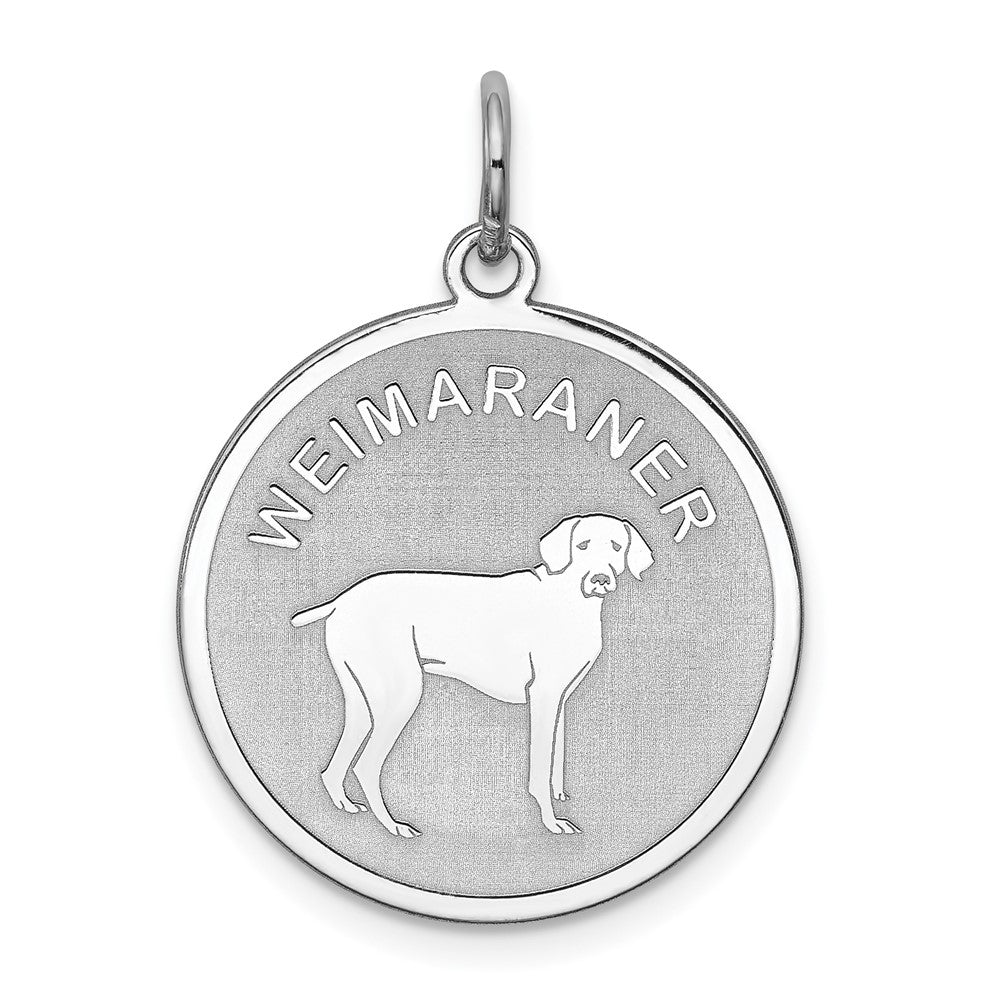 925 Sterling Silver Weimaraner Disc Engravable Charm Pendant Jewelry Gifts (Length 1.01" Width 0.74")