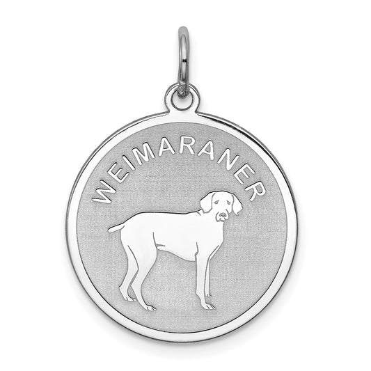 925 Sterling Silver Weimaraner Disc Engravable Charm Pendant Jewelry Gifts (Length 1.01" Width 0.74")